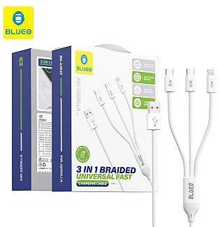 کابل شارژ بلو Blueo 3 IN 1 Braided Universal Fast Charging Cable
